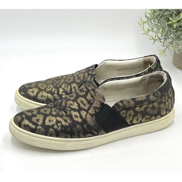 LANVIN Paris Metallic Black Gold Leopard Slip on Brocade Sneaker Size 38 /US 7 - Picture 6 of 14